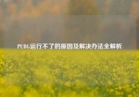 PUBG运行不了的原因及解决办法全解析