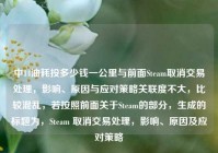 中14油耗投多少钱一公里与前面Steam取消交易处理，影响、原因与应对策略关联度不大，比较混乱，若按照前面关于Steam的部分，生成的标题为，Steam 取消交易处理，影响、原因及应对策略