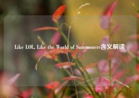 Like LOL, Like the World of Summoners含义解读