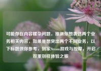 可能存在内容糅杂问题，推测你想表达两个业务相关内容，如果是想突出两个不同业务，以下标题供你参考，到家Steam游戏与按摩，开启双重别样体验之旅