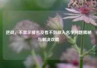 逆战，不显示排名及看不到敌人名字问题揭秘与解决攻略