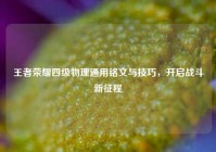 王者荣耀四级物理通用铭文与技巧，开启战斗新征程