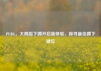 PUBG，大拇指下蹲开启新体验，探寻最佳蹲下键位