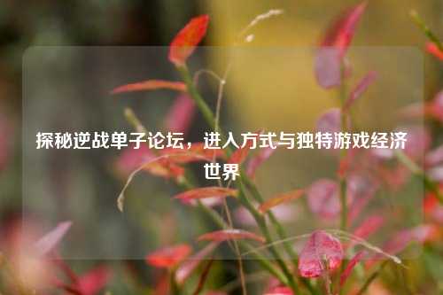 探秘逆战单子论坛，进入方式与独特游戏经济世界