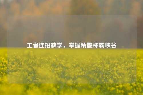 王者连招教学，掌握精髓称霸峡谷