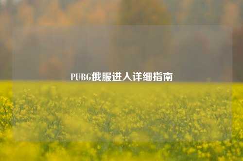 PUBG俄服进入详细指南