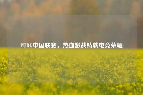 PUBG中国联赛，热血激战铸就电竞荣耀