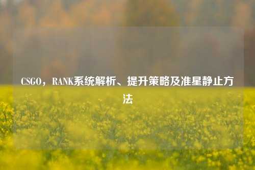 CSGO，RANK系统解析、提升策略及准星静止方法
