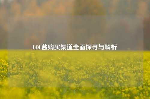 LOL盐购买渠道全面探寻与解析