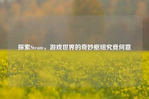 探索Steam，游戏世界的奇妙枢纽究竟何意