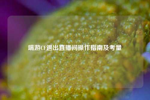端游CF退出直播间操作指南及考量