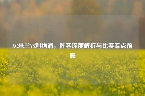 AC米兰VS利物浦，阵容深度解析与比赛看点前瞻