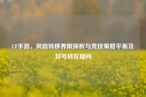 CF手游，风险转移界限探析与竞技策略平衡及封号转区疑问