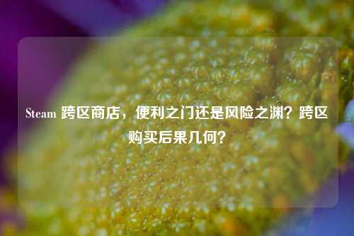 Steam 跨区商店，便利之门还是风险之渊？跨区购买后果几何？