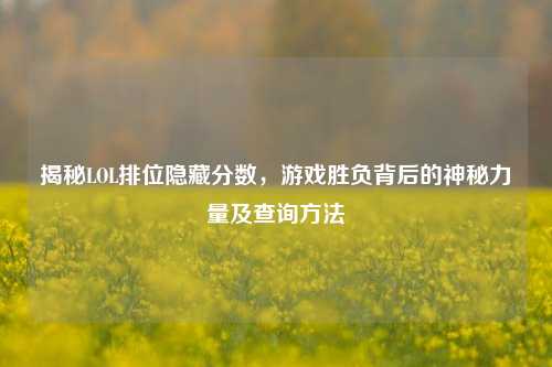 揭秘LOL排位隐藏分数，游戏胜负背后的神秘力量及查询方法