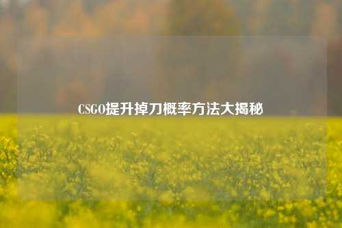 CSGO提升掉刀概率方法大揭秘