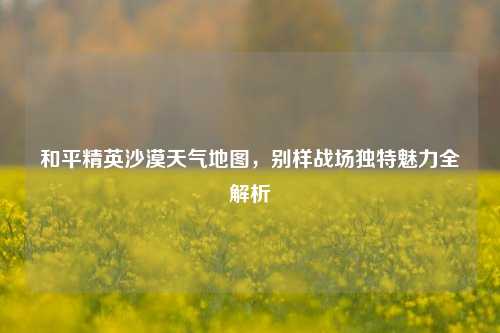 和平精英沙漠天气地图，别样战场独特魅力全解析