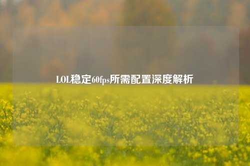 LOL稳定60fps所需配置深度解析