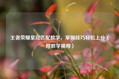 王者荣耀皇冠匹配教学，掌握技巧轻松上分（附教学视频）