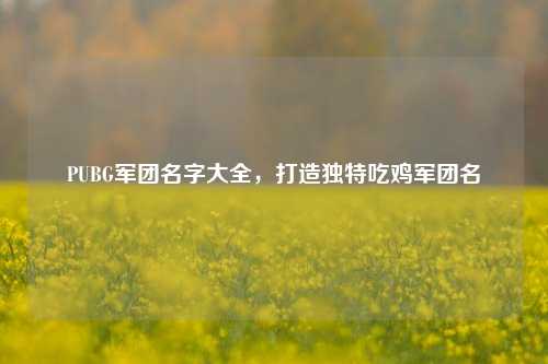 PUBG军团名字大全，打造独特吃鸡军团名