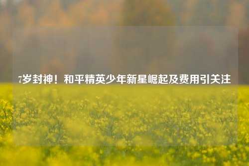 7岁封神！和平精英少年新星崛起及费用引关注