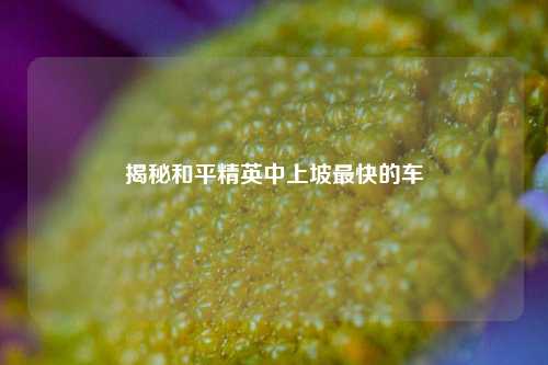 揭秘和平精英中上坡最快的车
