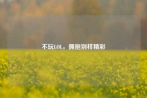 不玩LOL，拥抱别样精彩
