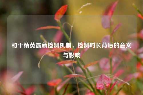 和平精英最新检测机制，检测时长背后的意义与影响