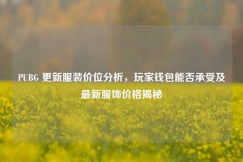 PUBG 更新服装价位分析，玩家钱包能否承受及最新服饰价格揭秘
