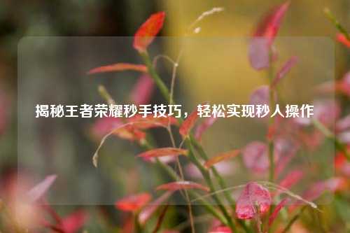 揭秘王者荣耀秒手技巧，轻松实现秒人操作