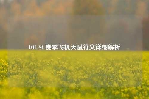 LOL S4 赛季飞机天赋符文详细解析