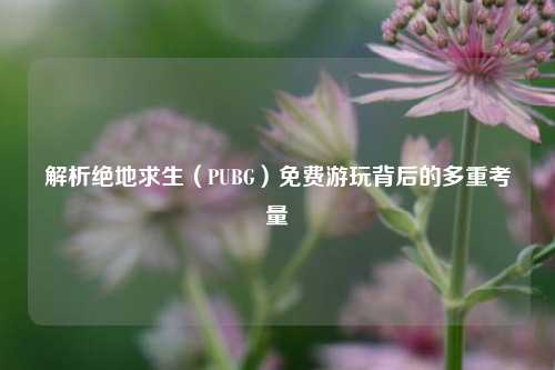 解析绝地求生（PUBG）免费游玩背后的多重考量