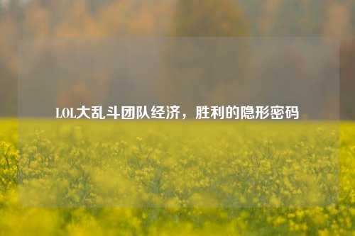 LOL大乱斗团队经济，胜利的隐形密码
