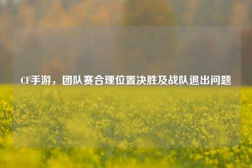 CF手游，团队赛合理位置决胜及战队退出问题