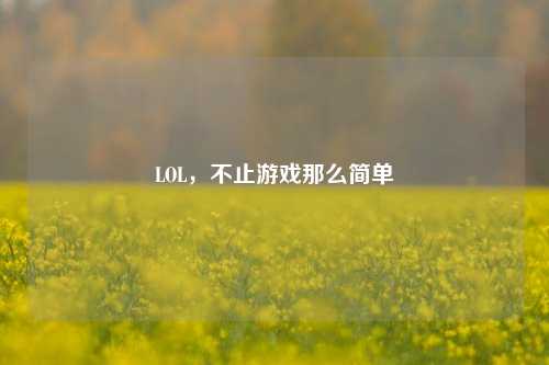 LOL，不止游戏那么简单