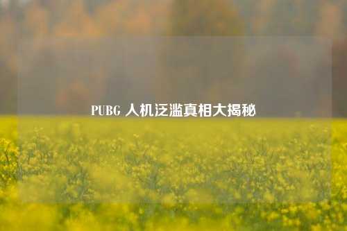 PUBG 人机泛滥真相大揭秘