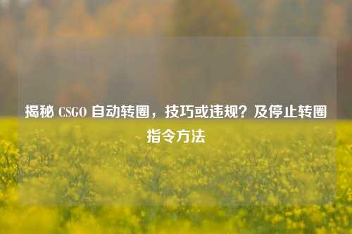 揭秘 CSGO 自动转圈，技巧或违规？及停止转圈指令方法
