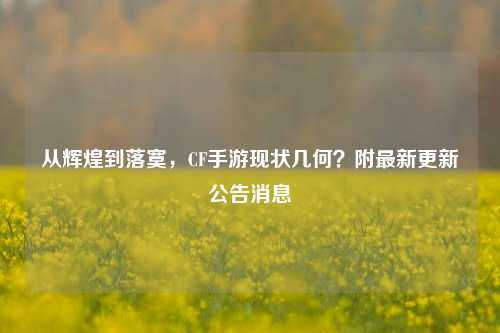 从辉煌到落寞，CF手游现状几何？附最新更新公告消息