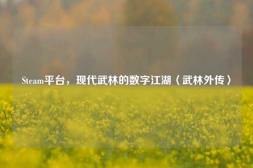 Steam平台，现代武林的数字江湖〈武林外传〉