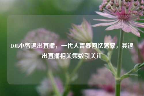 LOL小智退出直播，一代人青春回忆落幕，其退出直播相关集数引关注