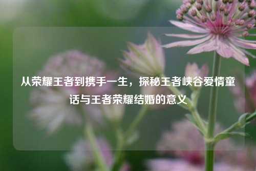 从荣耀王者到携手一生，探秘王者峡谷爱情童话与王者荣耀结婚的意义