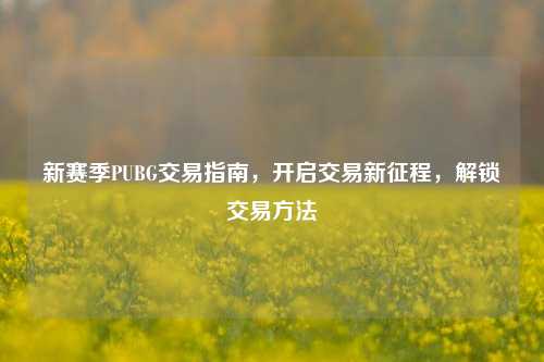 新赛季PUBG交易指南，开启交易新征程，解锁交易方法