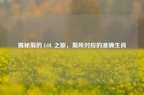 揭秘菊的 LOL 之旅，菊所对应的准确生肖