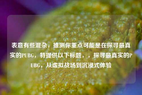 表意有些混杂，推测你重点可能是在探寻最真实的PUBG，特提供以下标题，，探寻最真实的PUBG，从虚拟战场到沉浸式体验