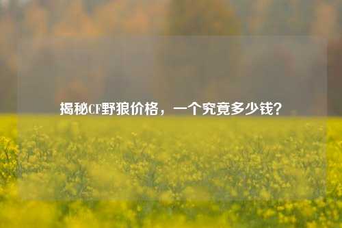 揭秘CF野狼价格，一个究竟多少钱？