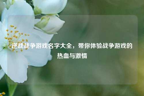 逆战战争游戏名字大全，带你体验战争游戏的热血与激情