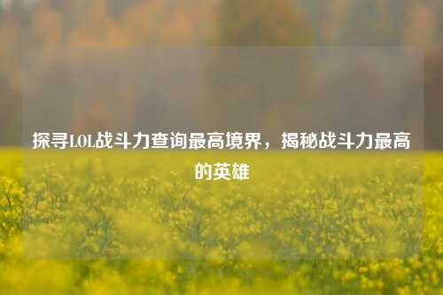 探寻LOL战斗力查询最高境界，揭秘战斗力最高的英雄