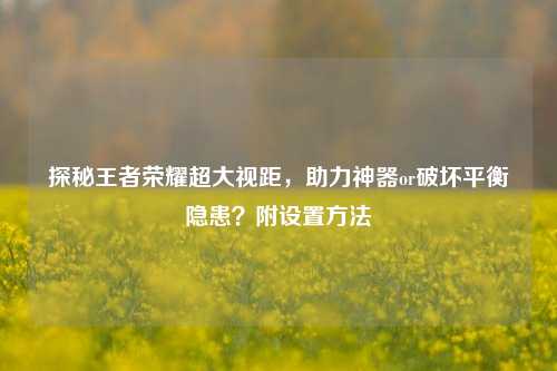 探秘王者荣耀超大视距,助力神器or破坏平衡隐患?附设置方法