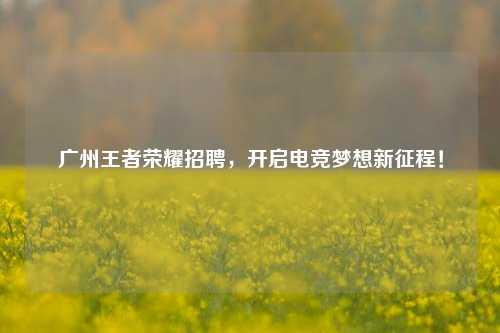 广州王者荣耀招聘，开启电竞梦想新征程！