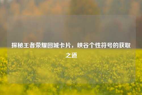 探秘王者荣耀回城卡片，峡谷个性符号的获取之道